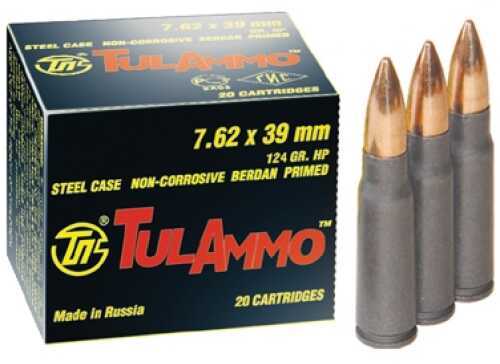 7.62X39mm 124 Grain Hollow Point 20 Rounds TULA Ammunition